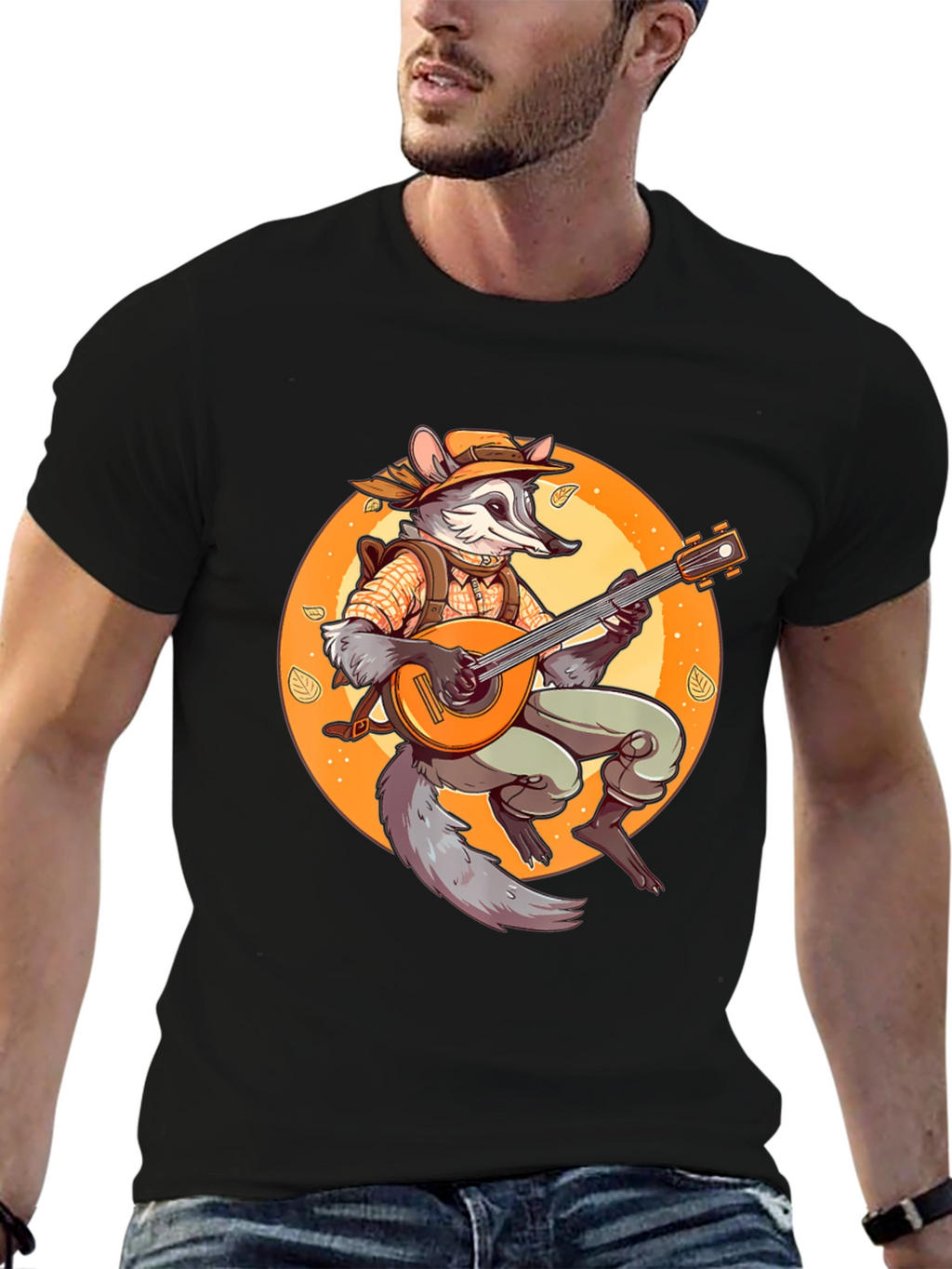 Raccoon Musician Graphic T-Shirt