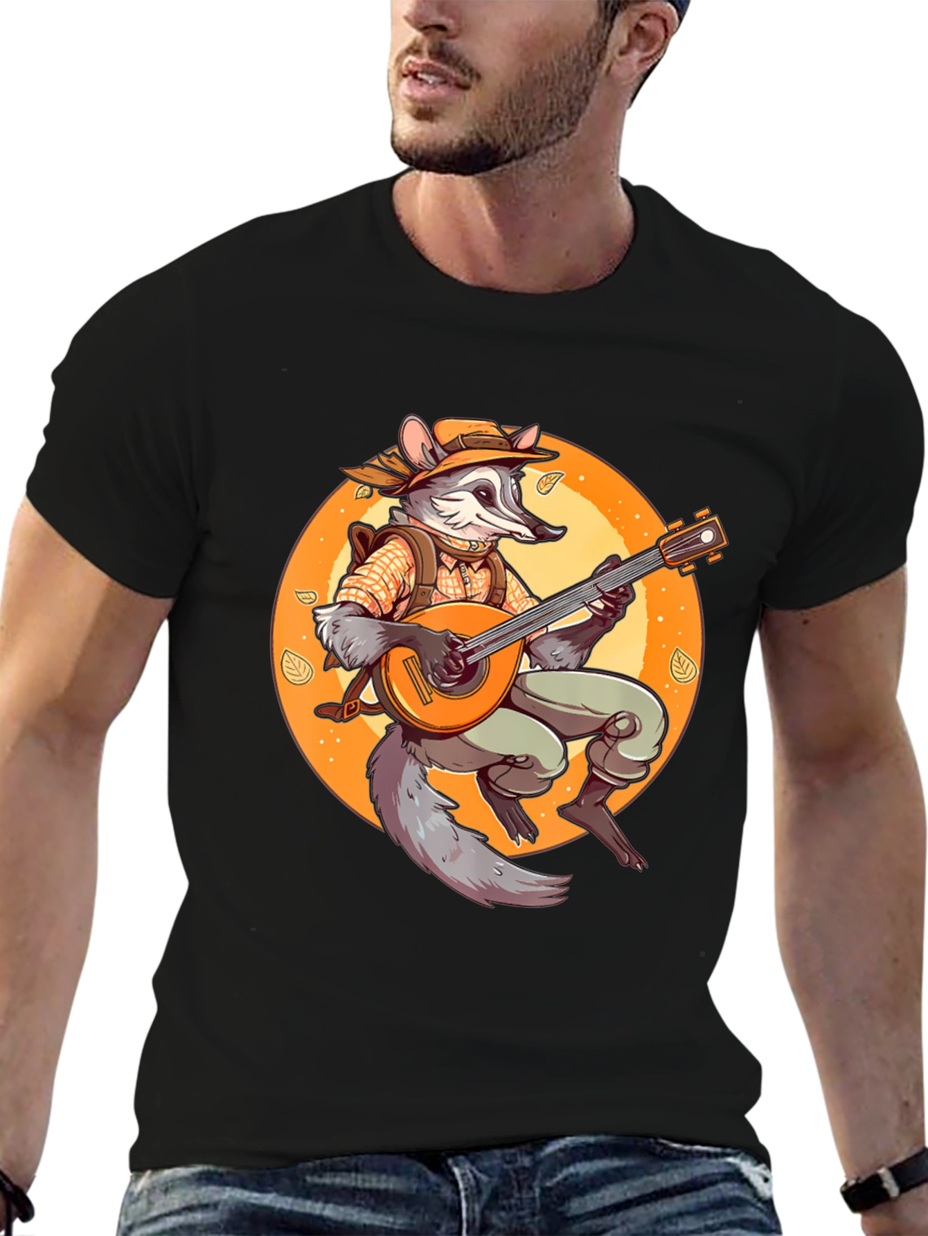 Raccoon Musician Graphic T-Shirt