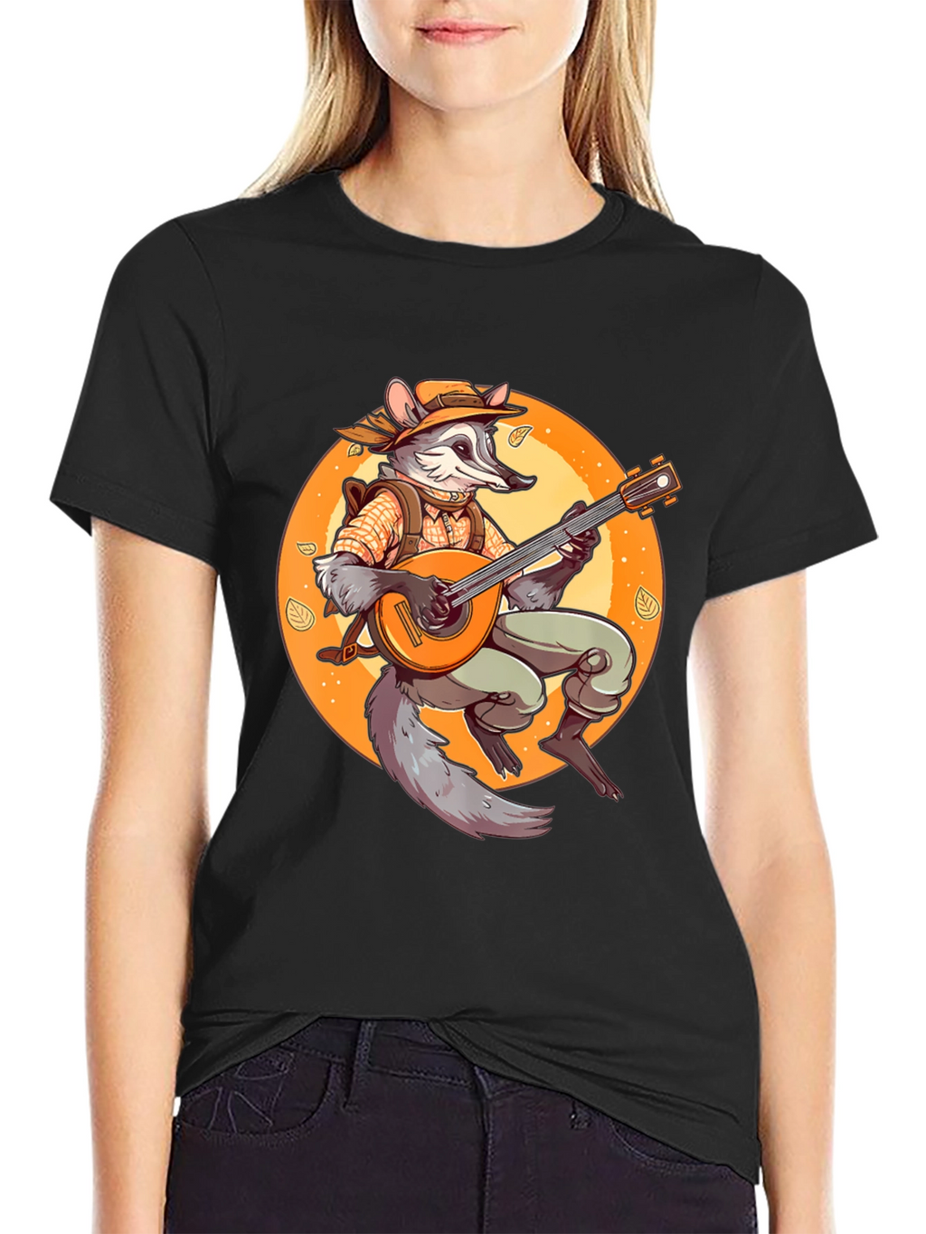 Raccoon Musician Graphic T-Shirt