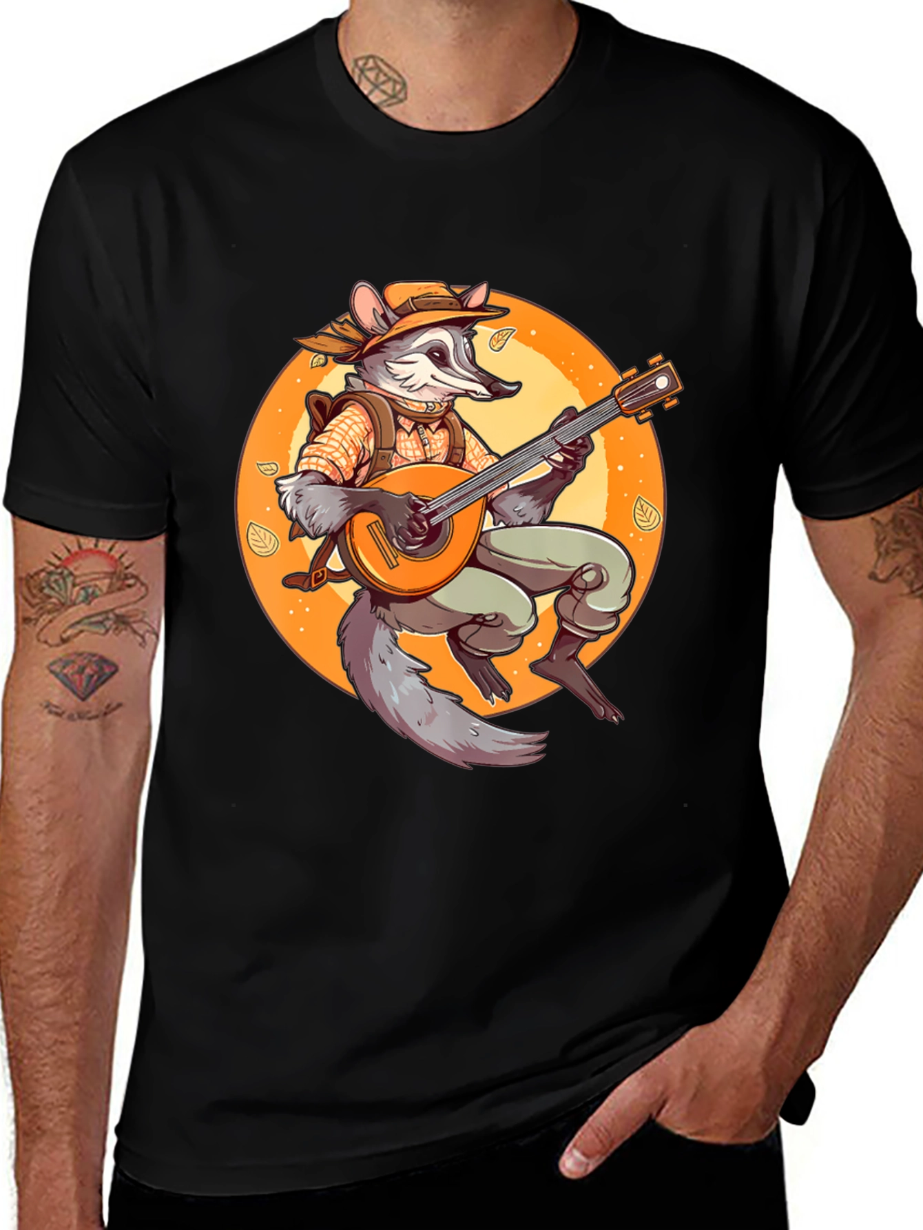 Raccoon Musician Graphic T-Shirt
