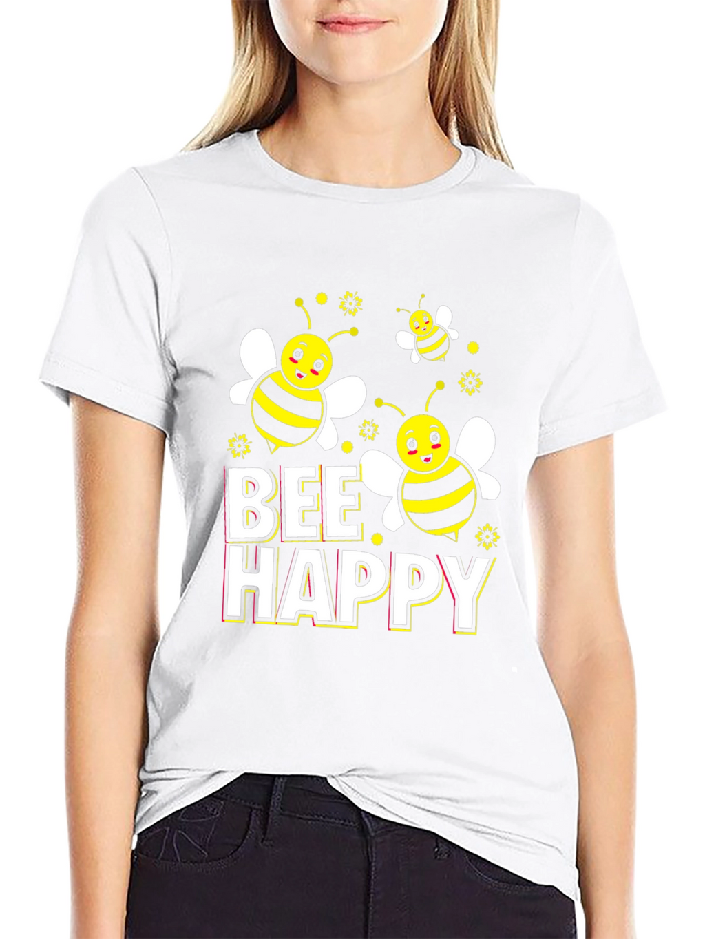 Bee Happy Graphic T-Shirt - Black