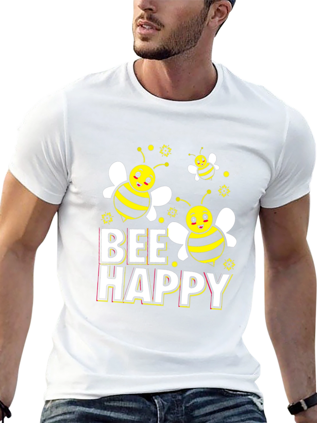 Bee Happy Graphic T-Shirt - Black