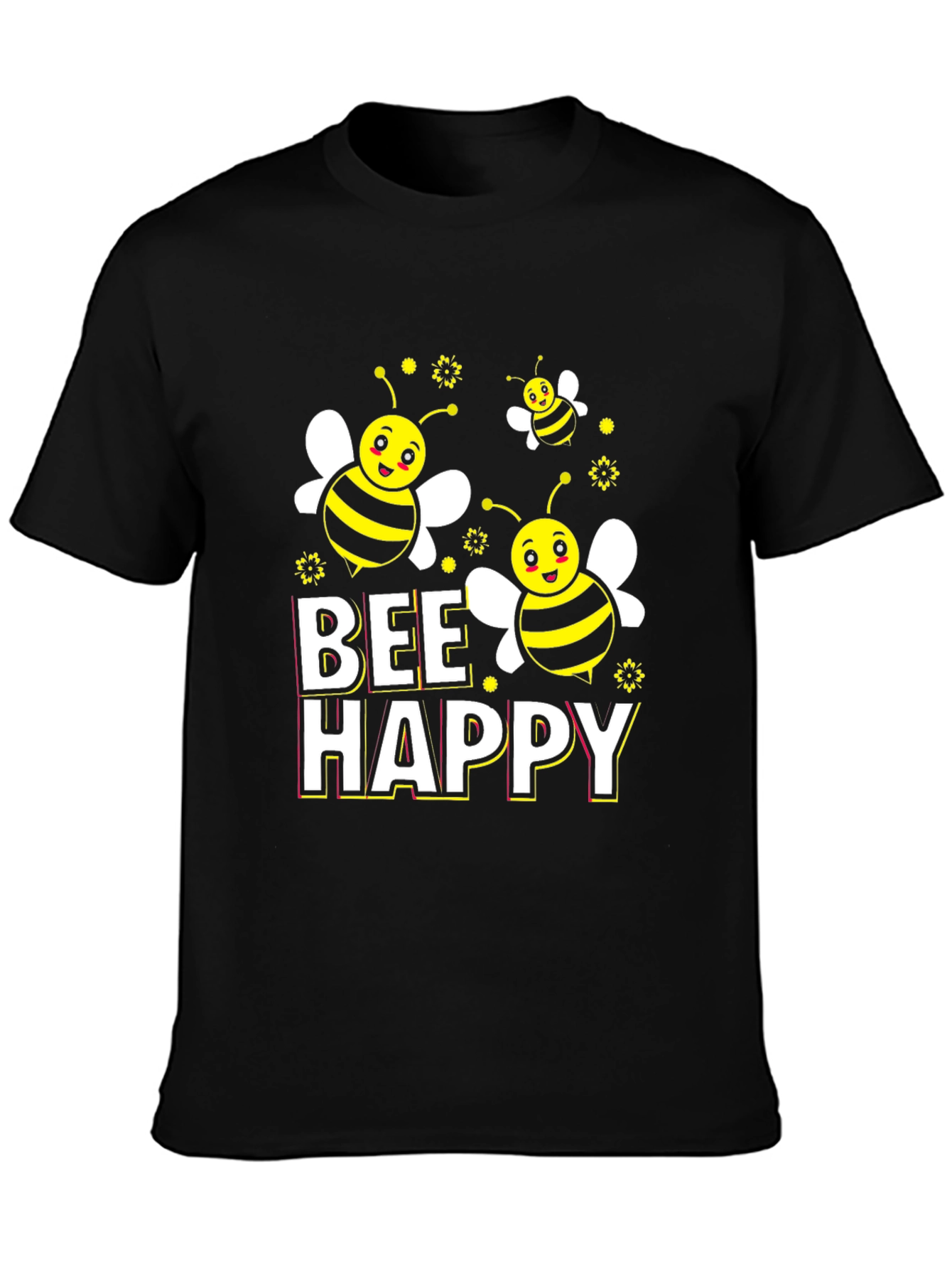 Bee Happy Graphic T-Shirt - Black