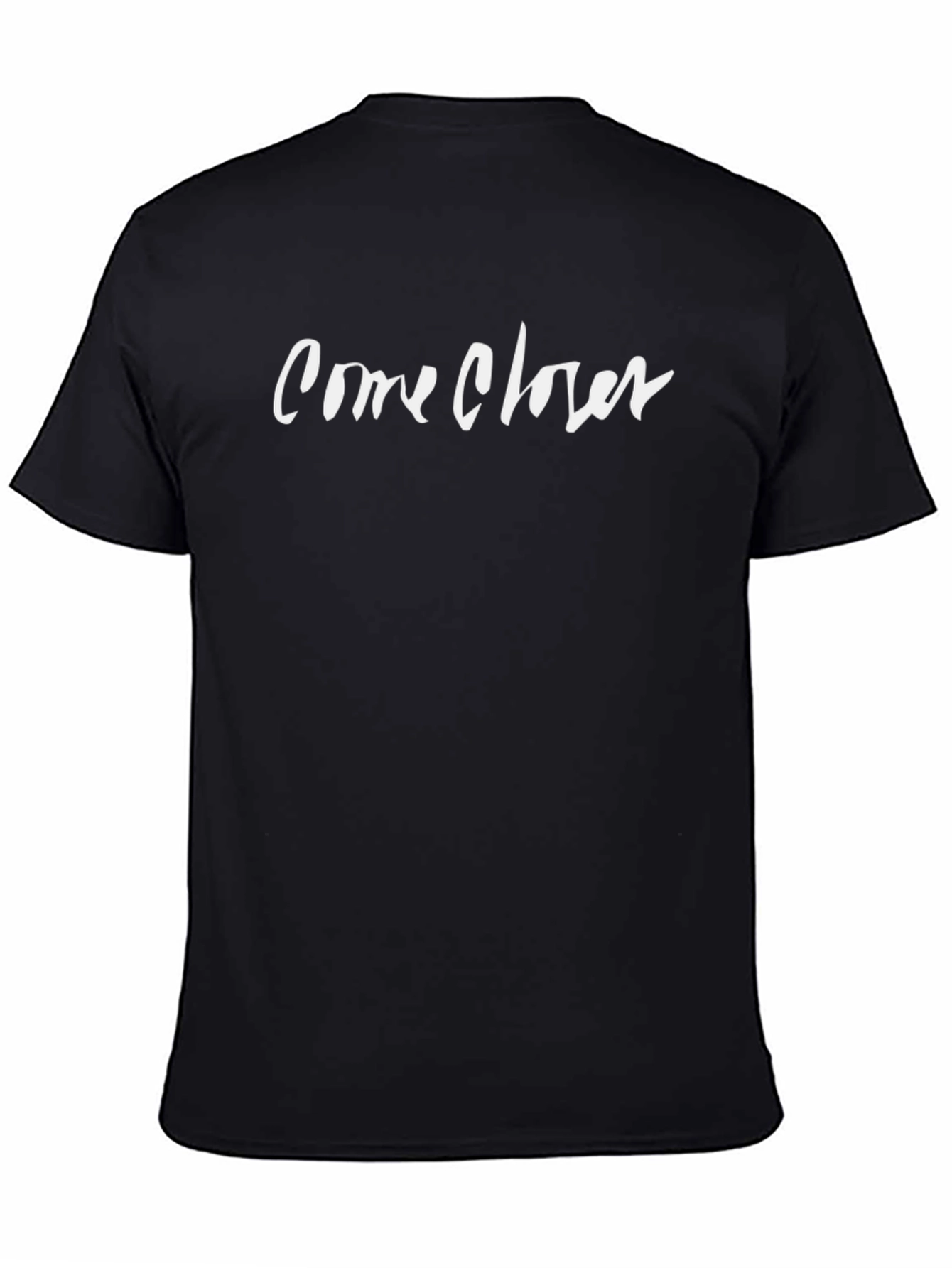 Come Closer Graphic Print Black T-Shirt
