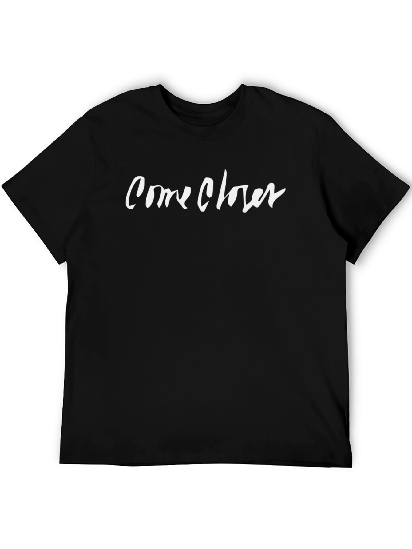 Come Closer Graphic Print Black T-Shirt