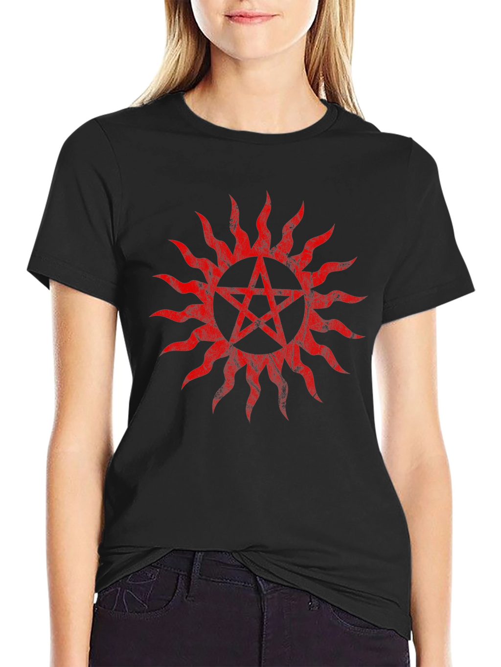 Red Anti-Possession Symbol Black T-Shirt