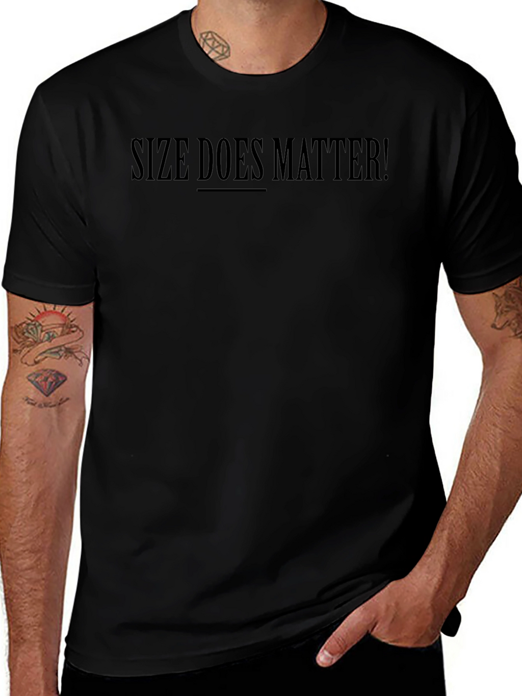 Size Does Matter Black Graphic Tee