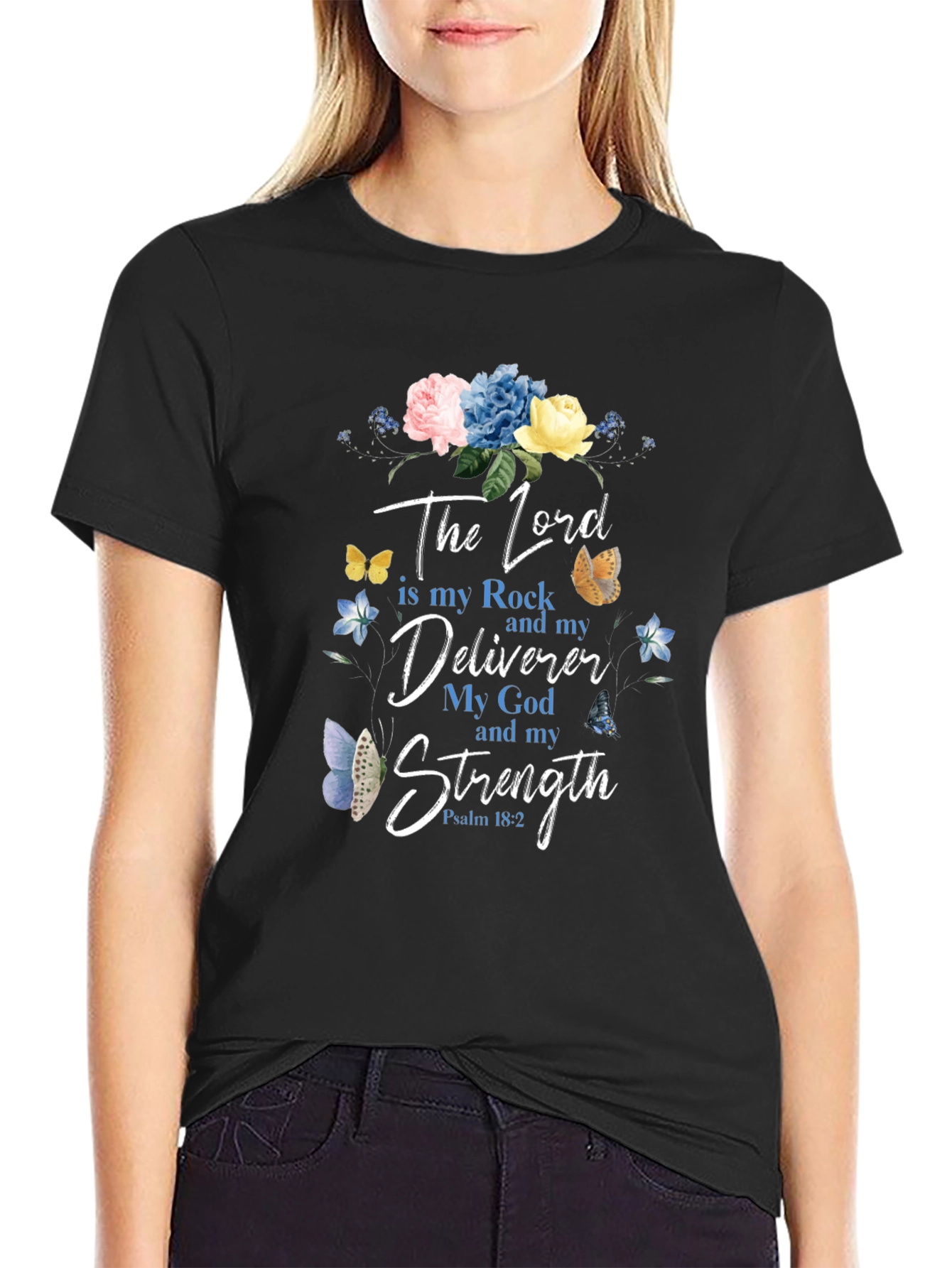 Faith-Inspired Floral T-Shirt: The Lord is My Strength