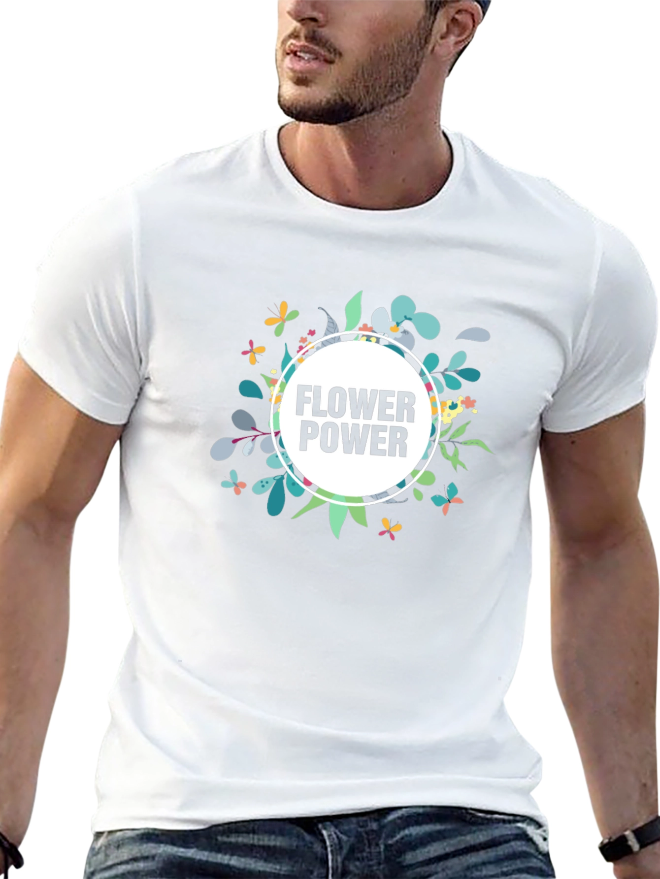 Flower Power Graphic Tee - Black Casual T-Shirt