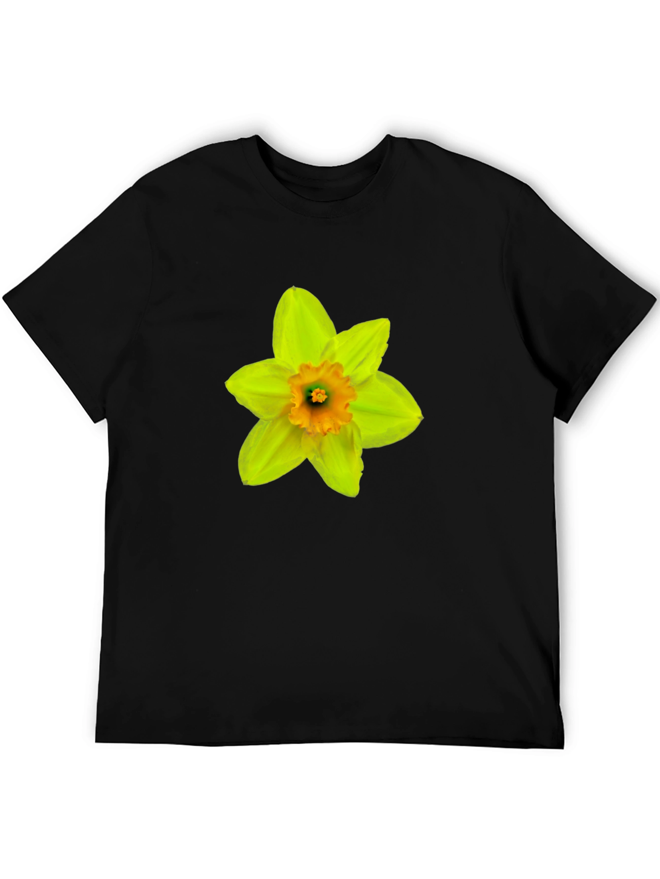 Daffodil Flower Graphic T-Shirt - Casual Black Tee