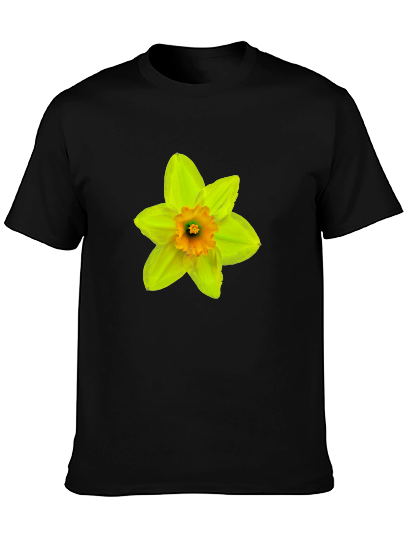 Daffodil Flower Graphic T-Shirt - Casual Black Tee