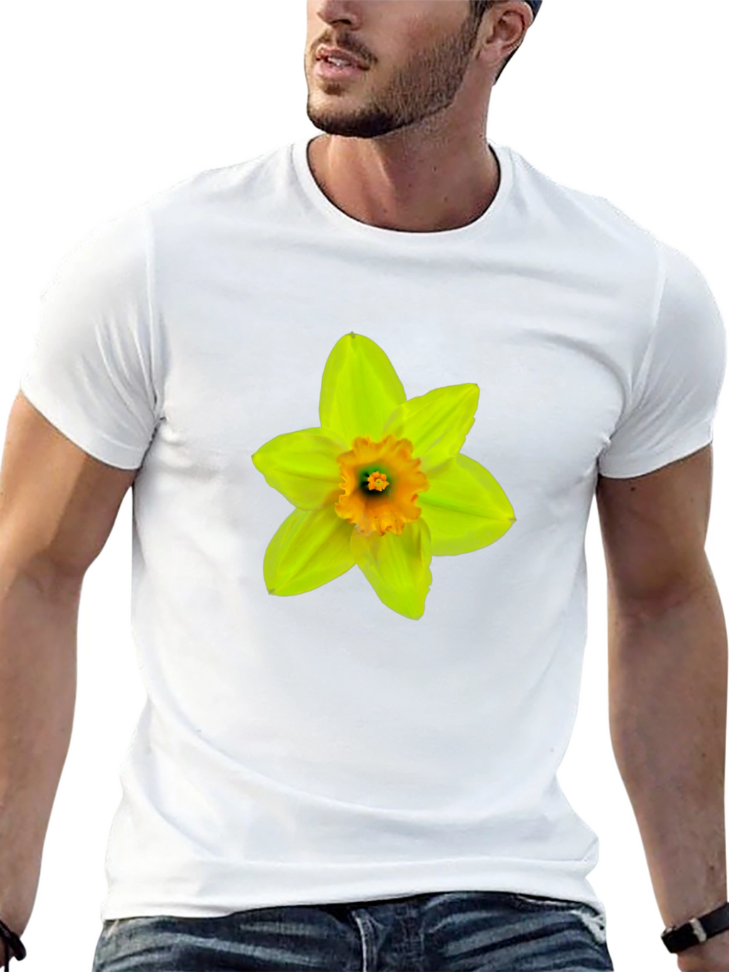 Daffodil Flower Graphic T-Shirt - Casual Black Tee