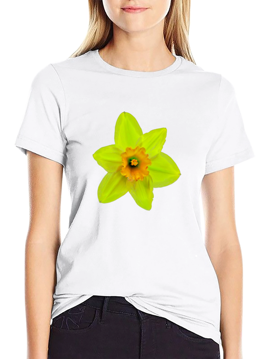 Daffodil Flower Graphic T-Shirt - Casual Black Tee