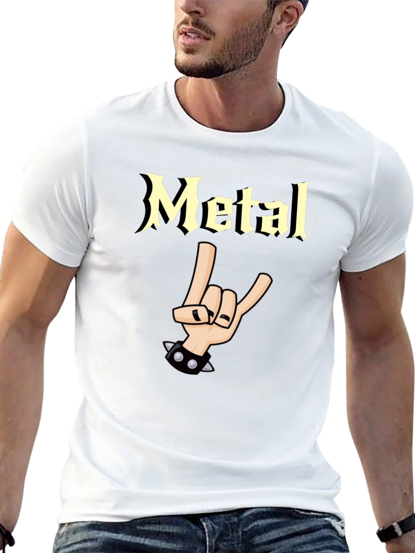 Metal Graphic T-Shirt - Rock On Hand Gesture