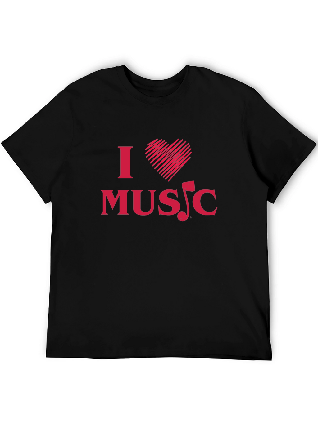 I Love Music Graphic Tee - Black Cotton T-Shirt
