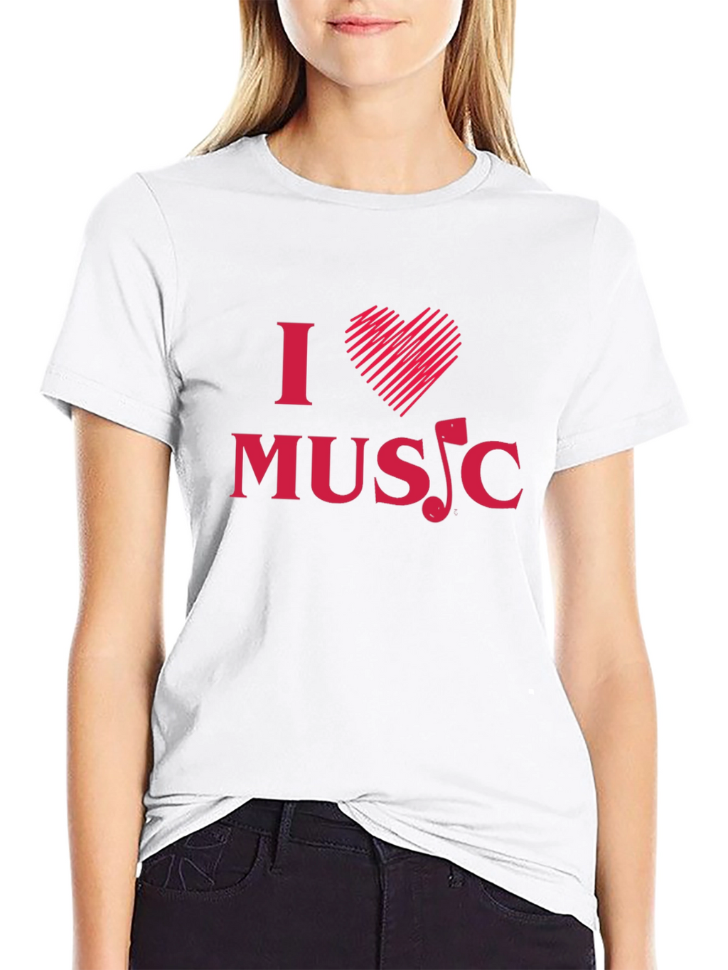 I Love Music Graphic Tee - Black Cotton T-Shirt