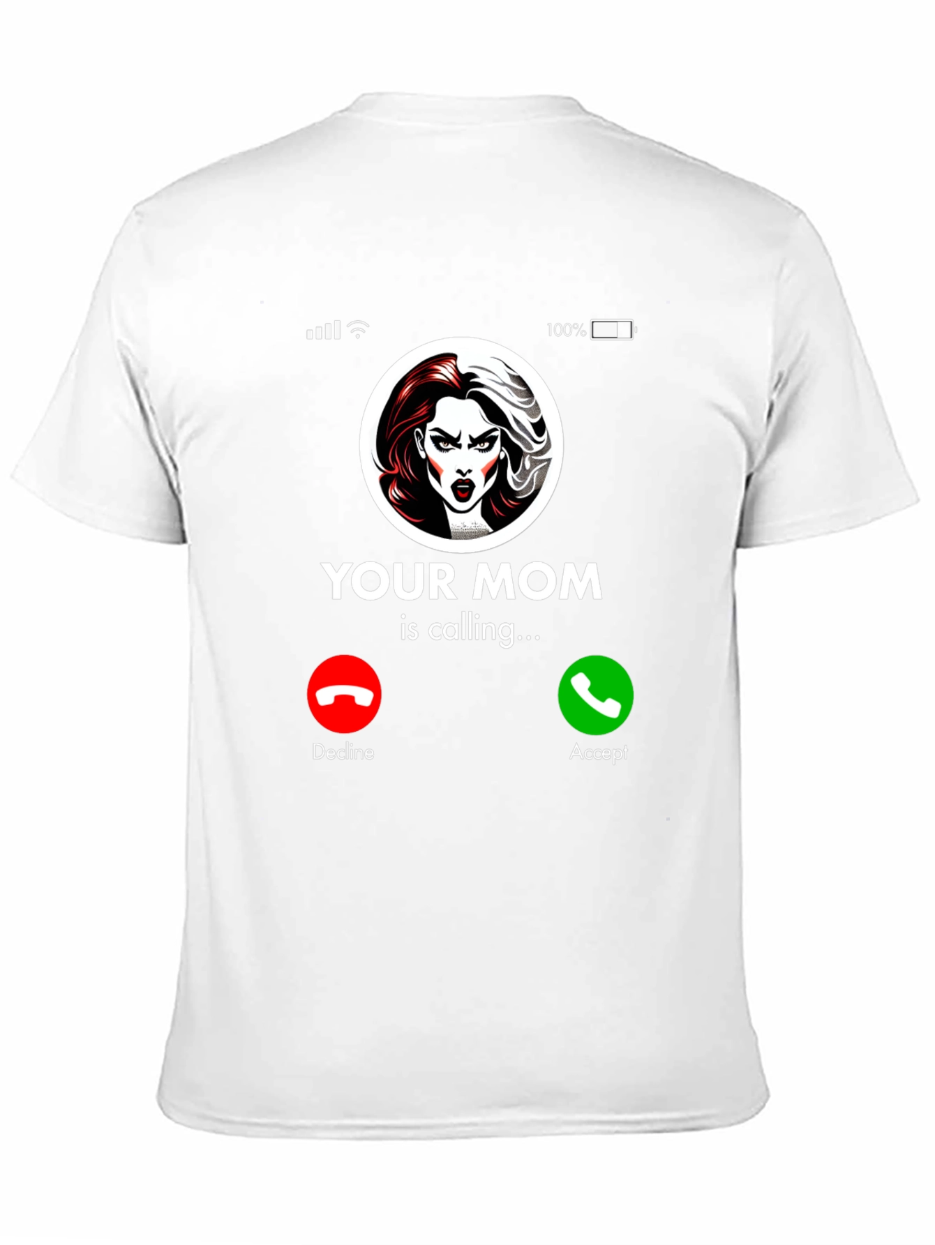 Humorous Your Mom Incoming Call Black T-Shirt