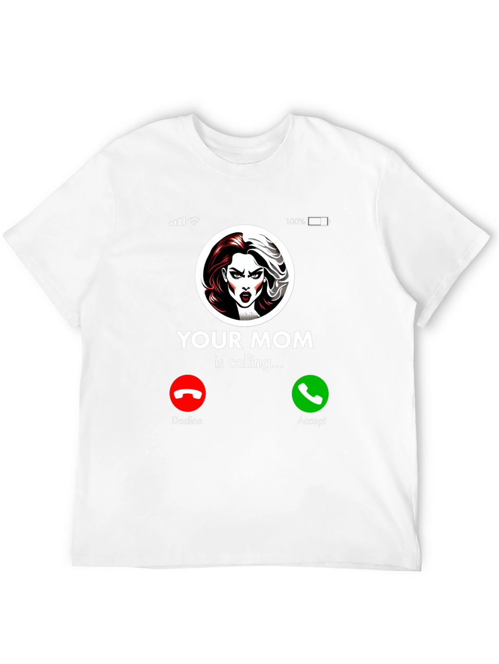 Humorous Your Mom Incoming Call Black T-Shirt