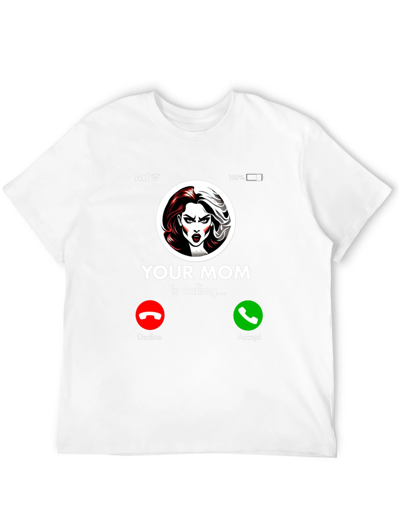 Humorous Your Mom Incoming Call Black T-Shirt