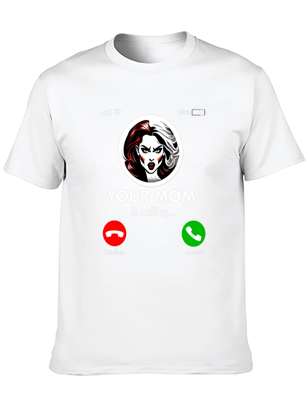 Humorous Your Mom Incoming Call Black T-Shirt