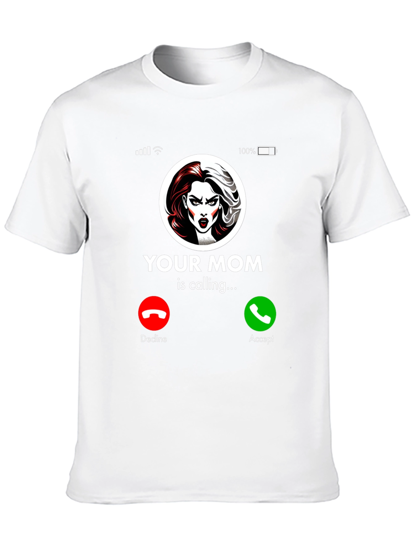 Humorous Your Mom Incoming Call Black T-Shirt