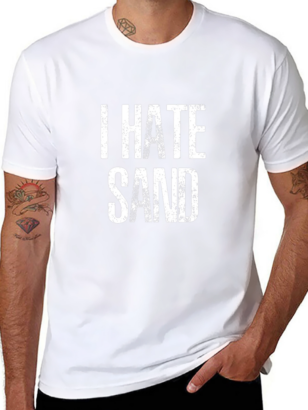 I Hate Sand Mens Black Graphic Tee