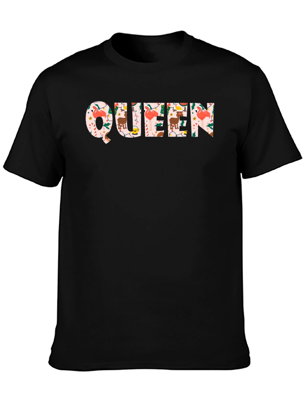 Christmas Queen Black Crew Neck T-Shirt