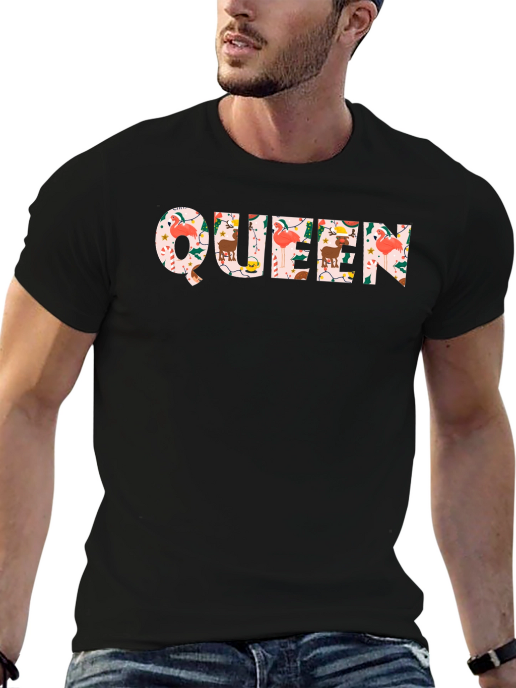 Christmas Queen Black Crew Neck T-Shirt