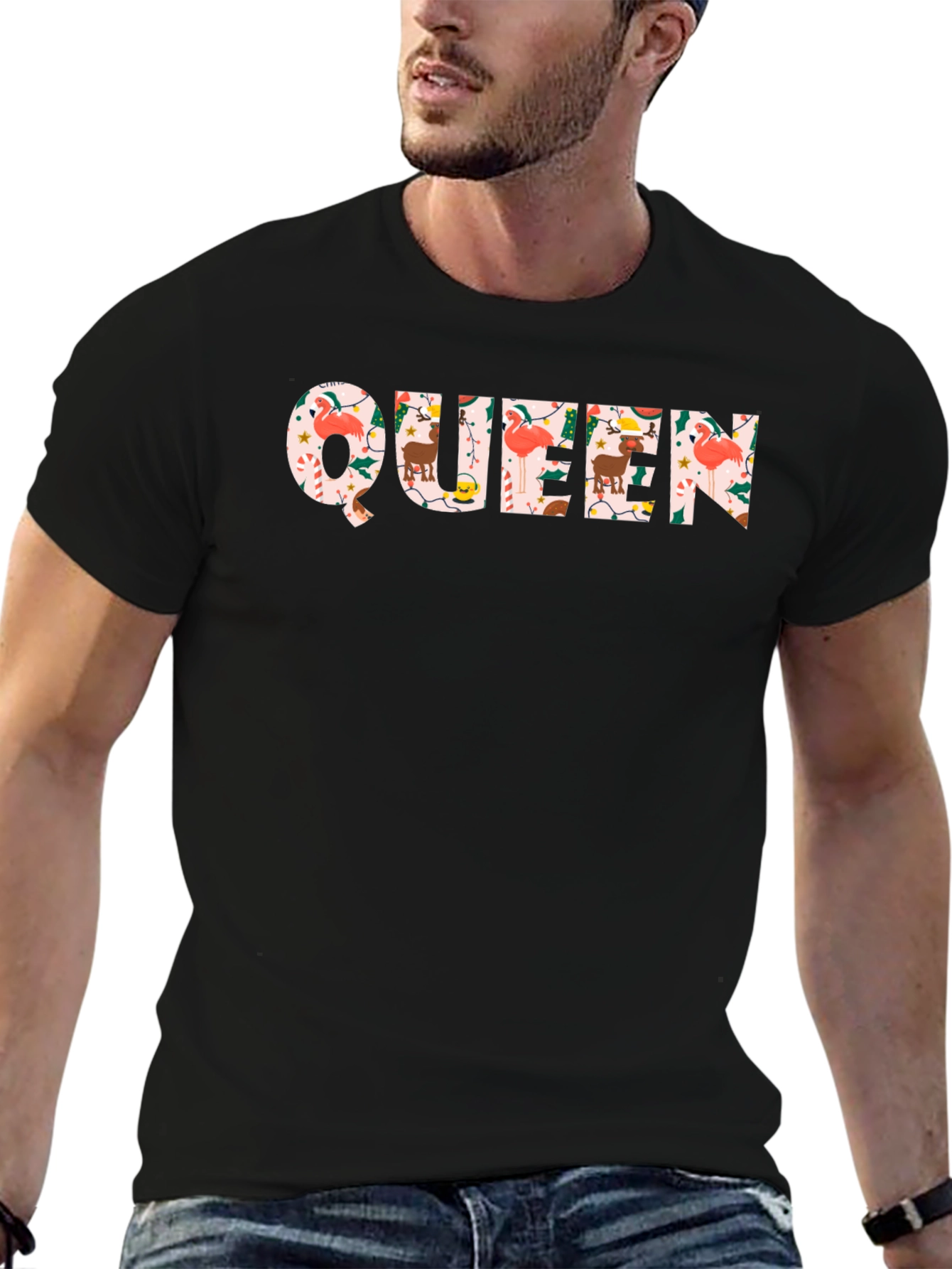 Christmas Queen Black Crew Neck T-Shirt