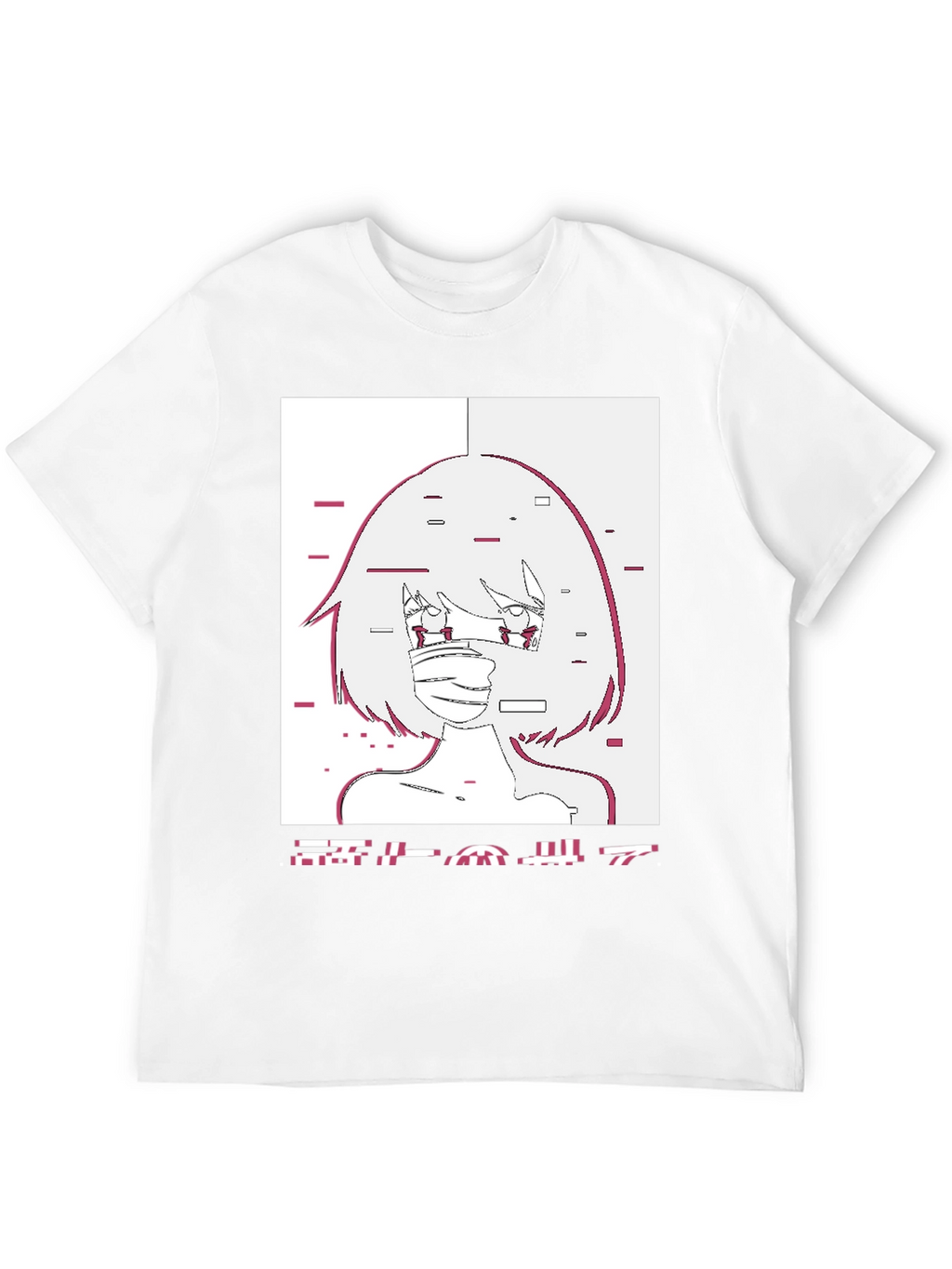 Anime Girl Glitch Style Graphic T-Shirt