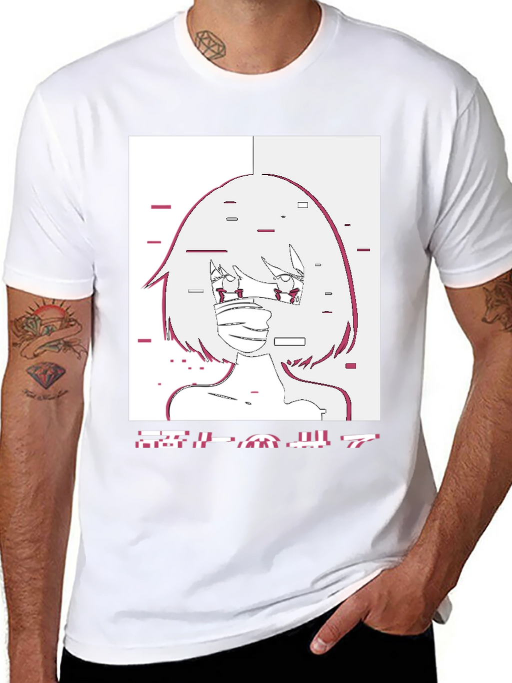 Anime Girl Glitch Style Graphic T-Shirt
