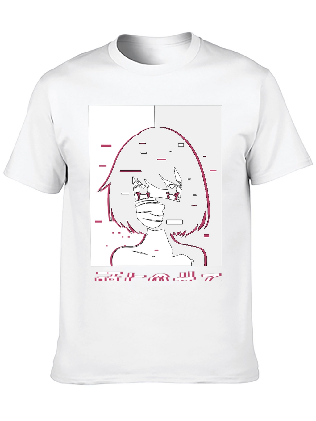 Anime Girl Glitch Style Graphic T-Shirt