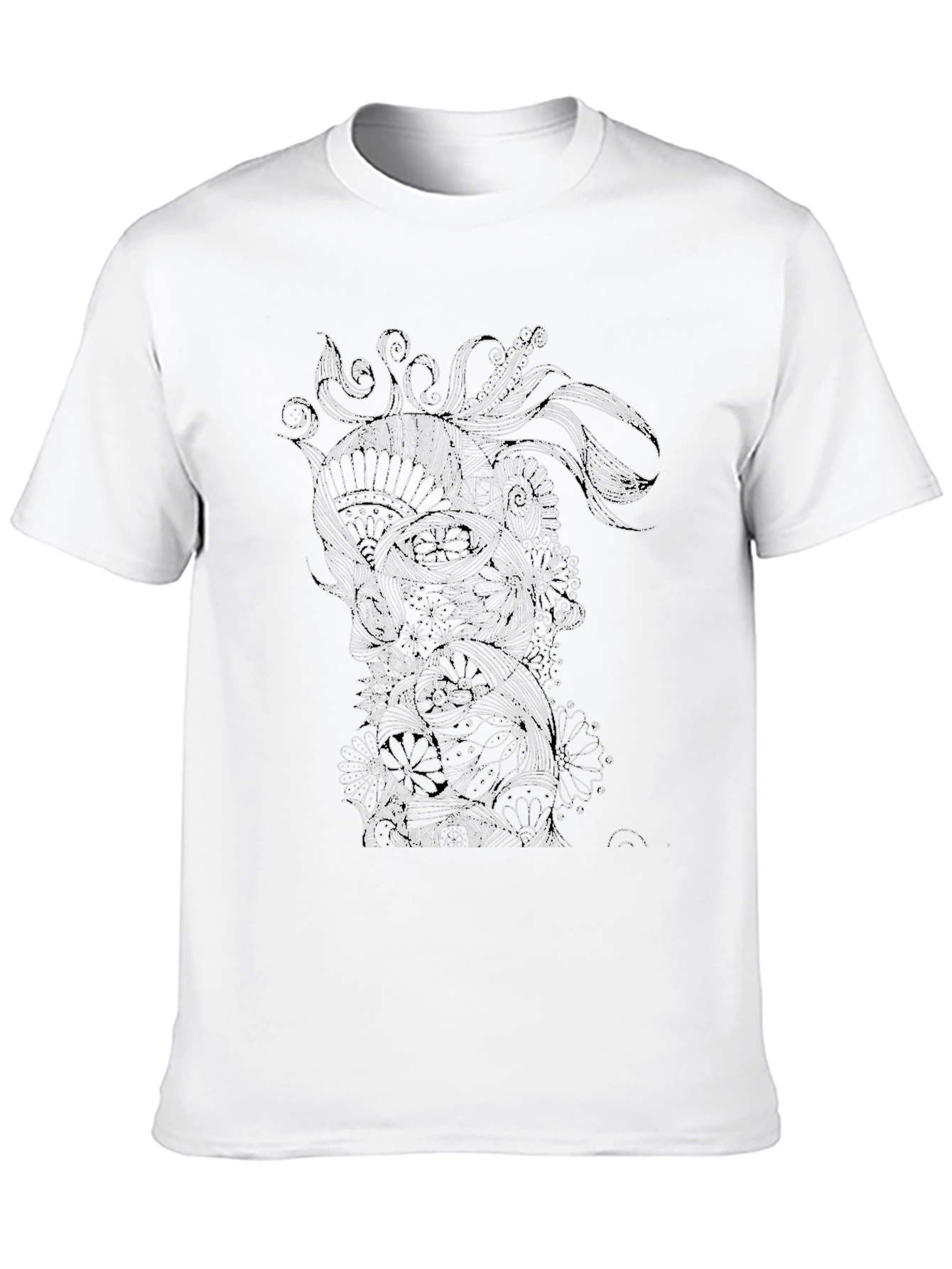 Abstract Floral Graphic Black T-Shirt