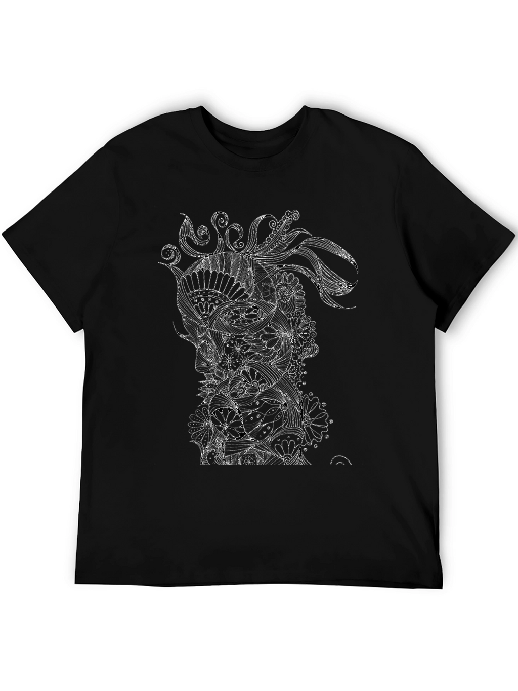 Abstract Floral Graphic Black T-Shirt