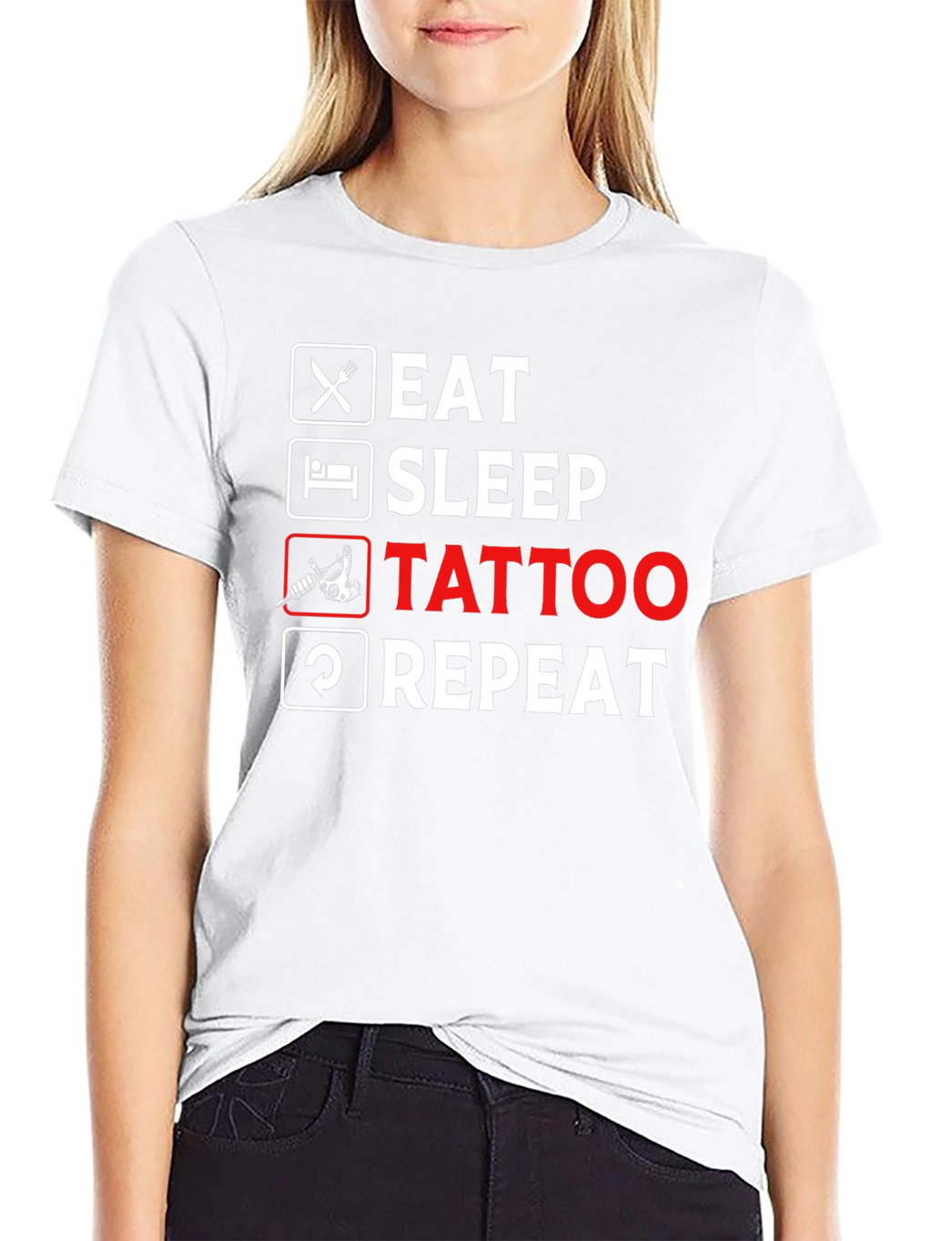 Eat Sleep Tattoo Repeat Black T-Shirt