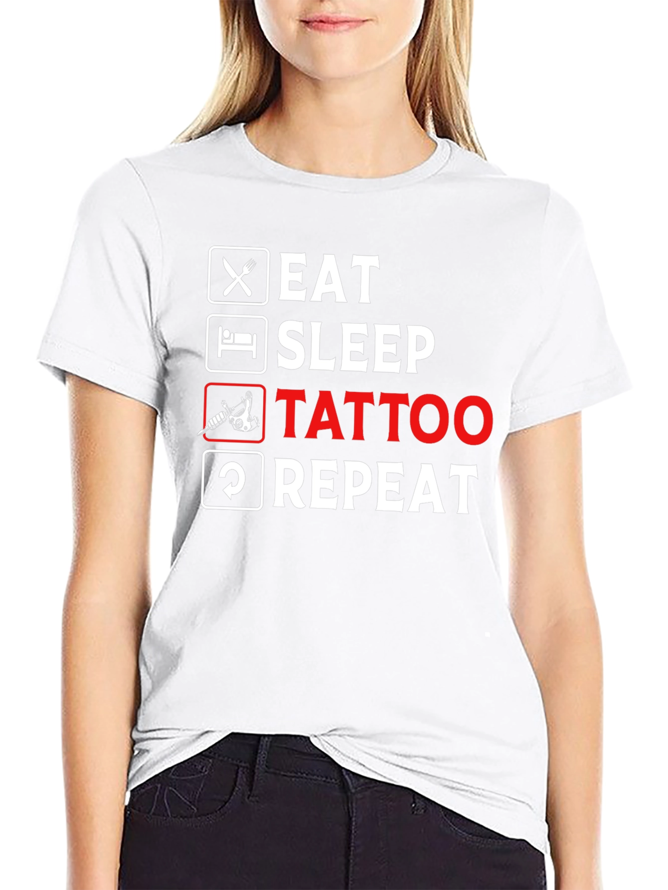 Eat Sleep Tattoo Repeat Black T-Shirt