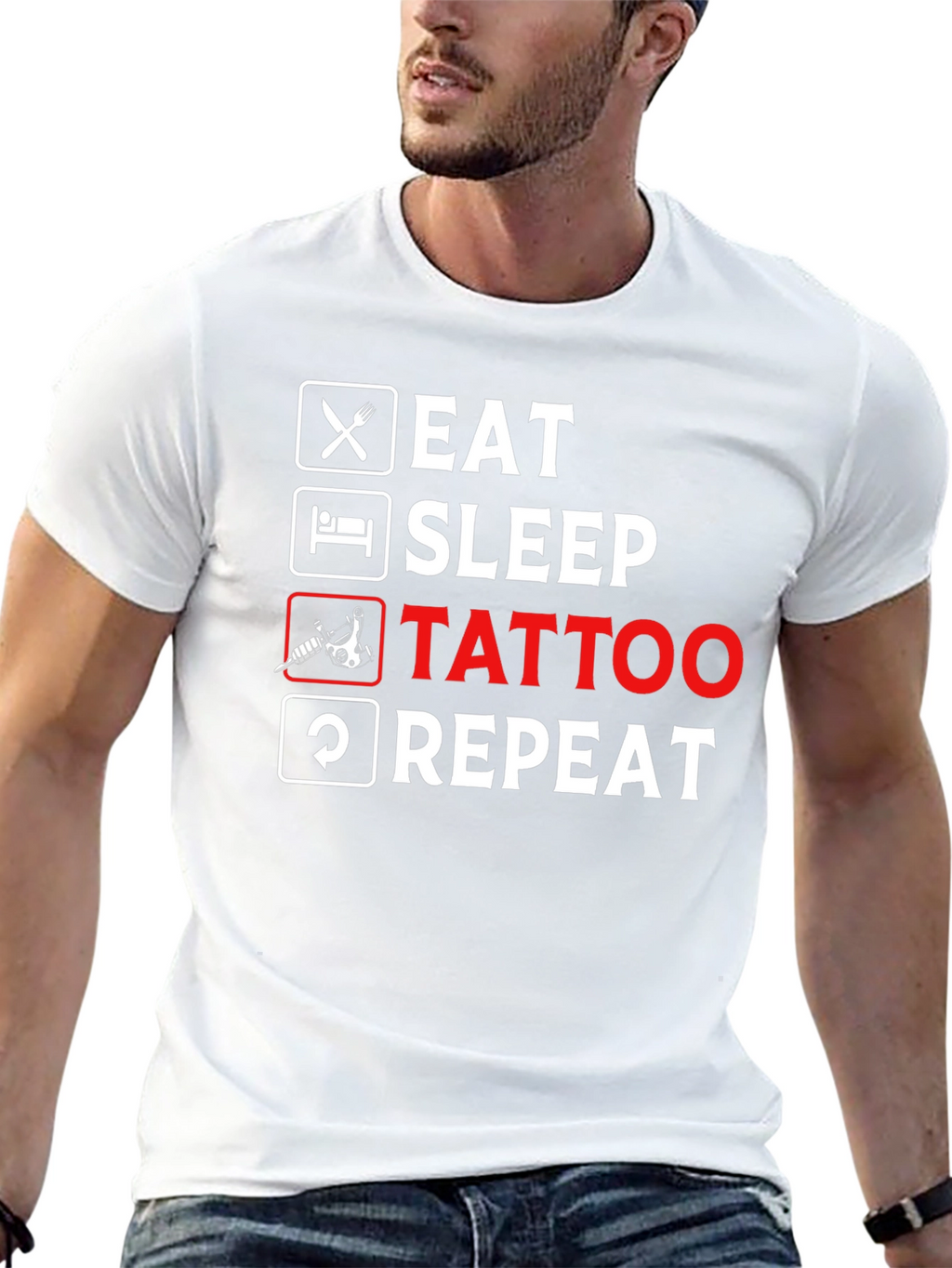 Eat Sleep Tattoo Repeat Black T-Shirt