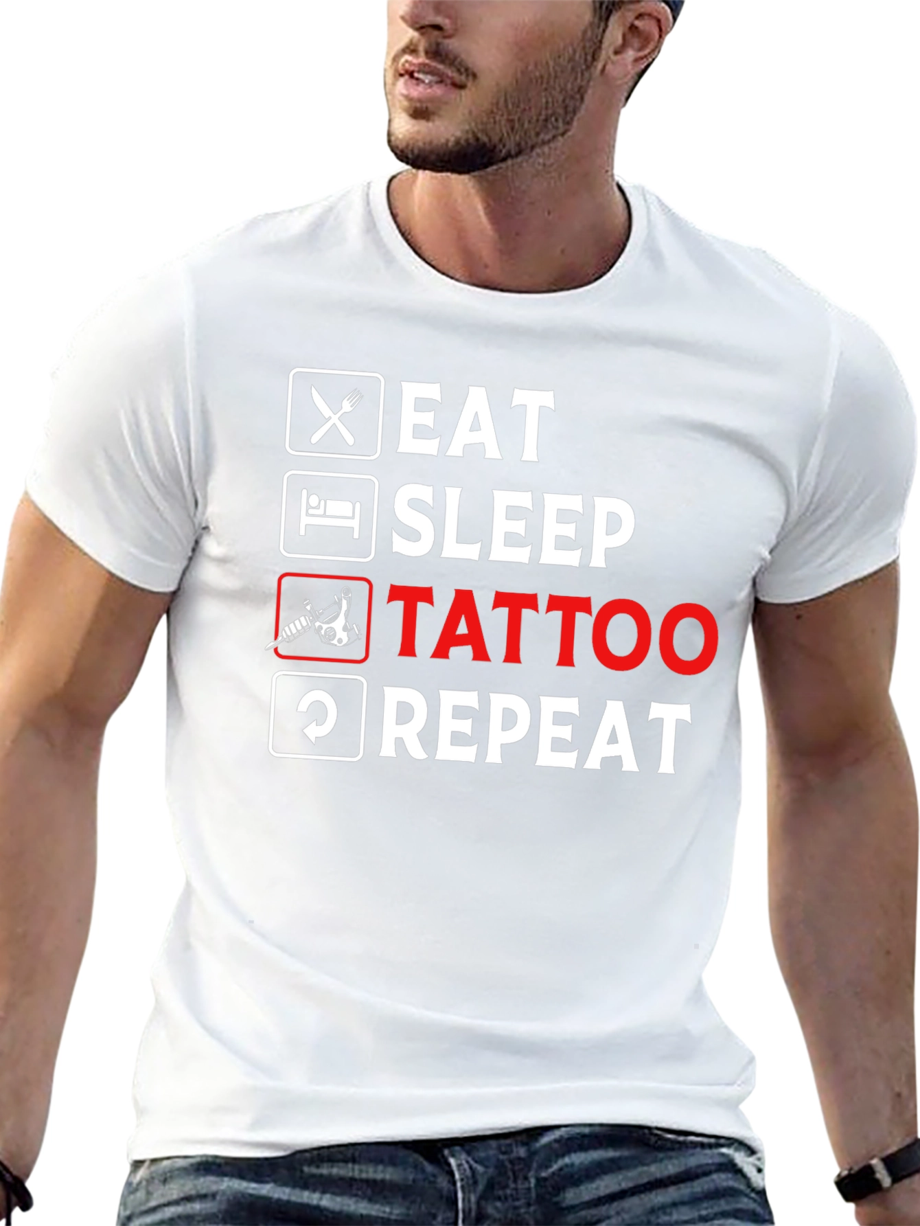 Eat Sleep Tattoo Repeat Black T-Shirt