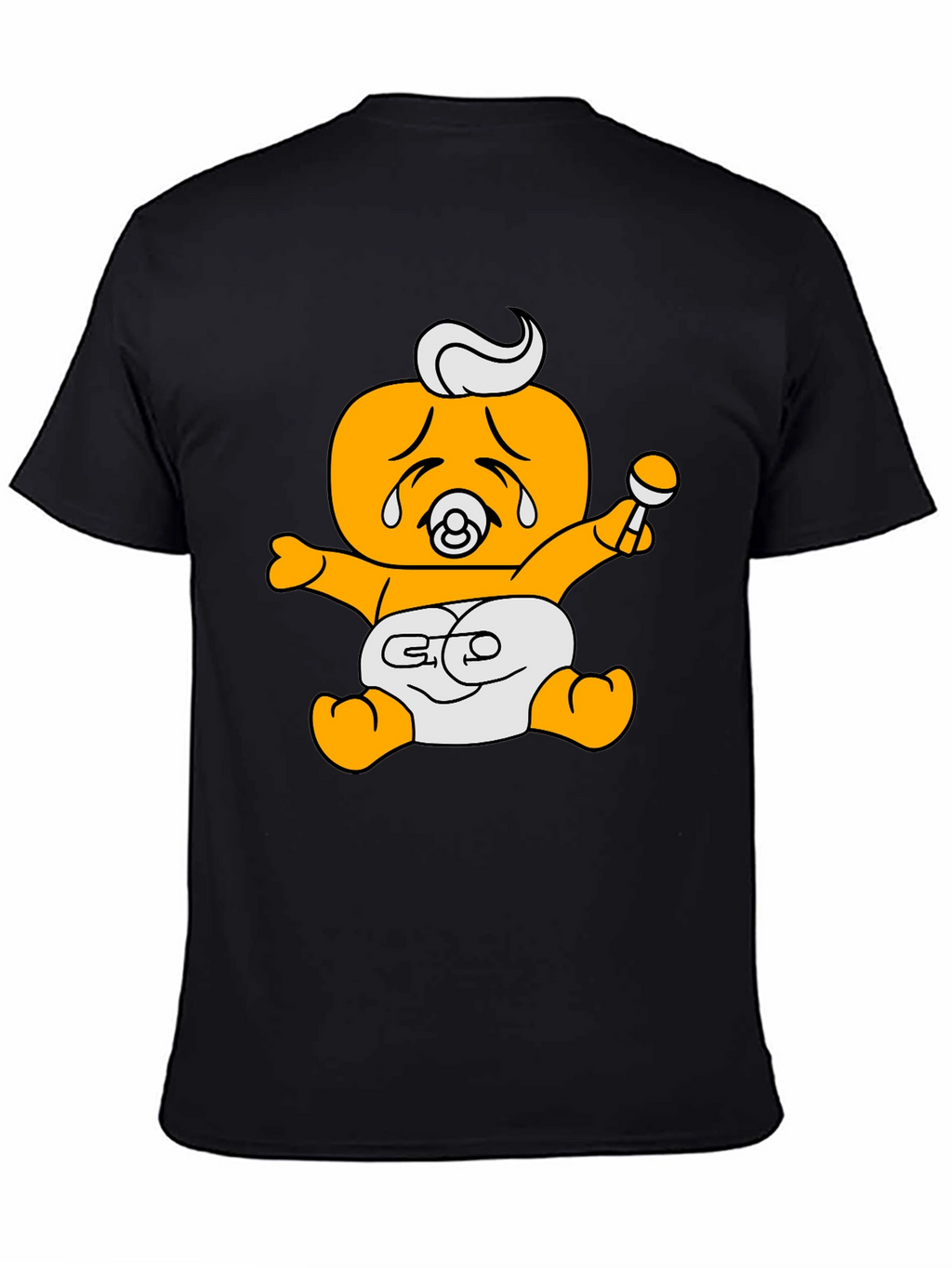 Funny Crying Baby Cartoon Graphic Black T-Shirt