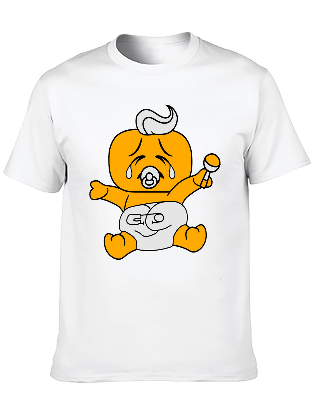 Funny Crying Baby Cartoon Graphic Black T-Shirt