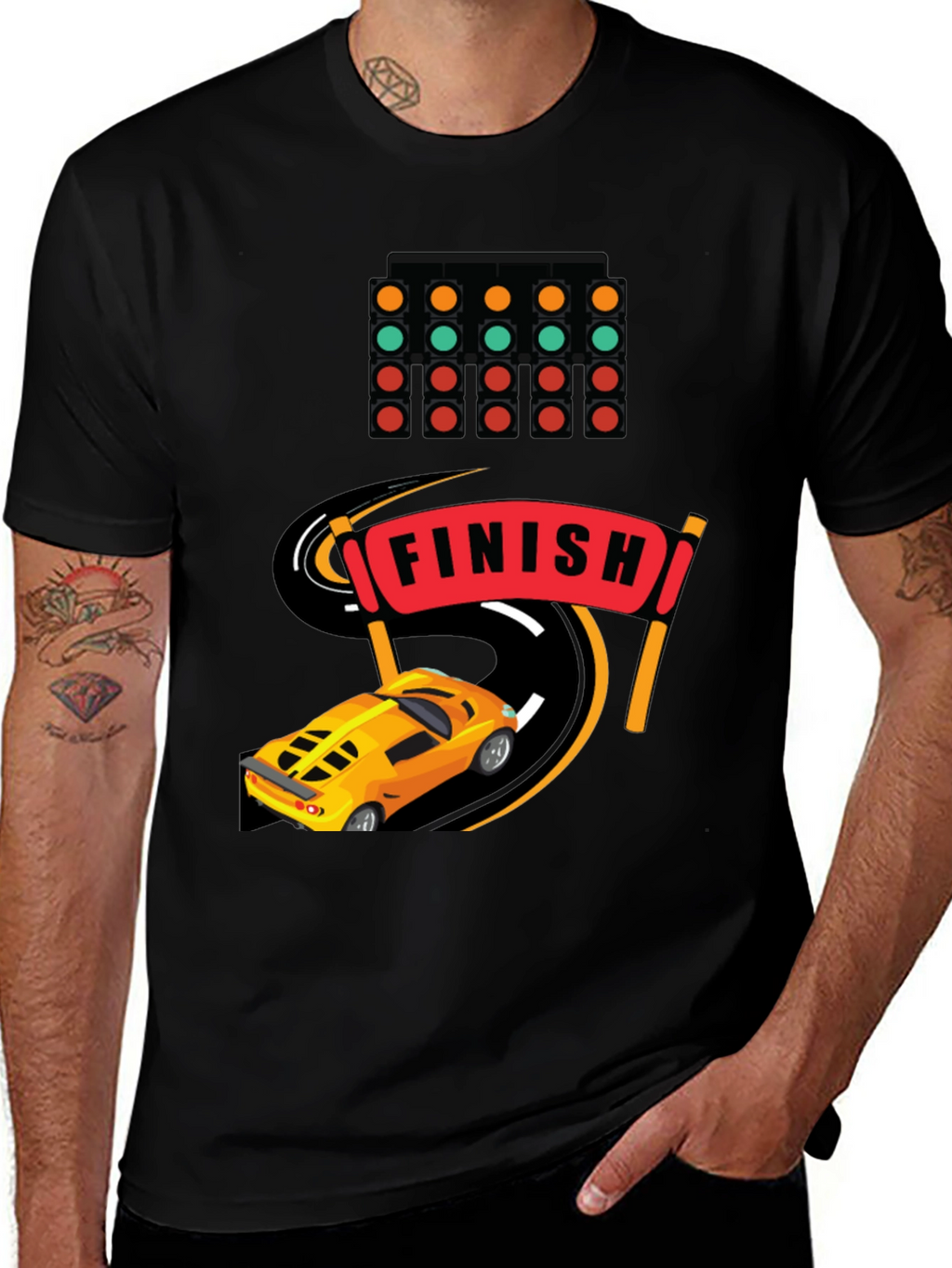 Race Car Finish Line Graphic T-Shirt