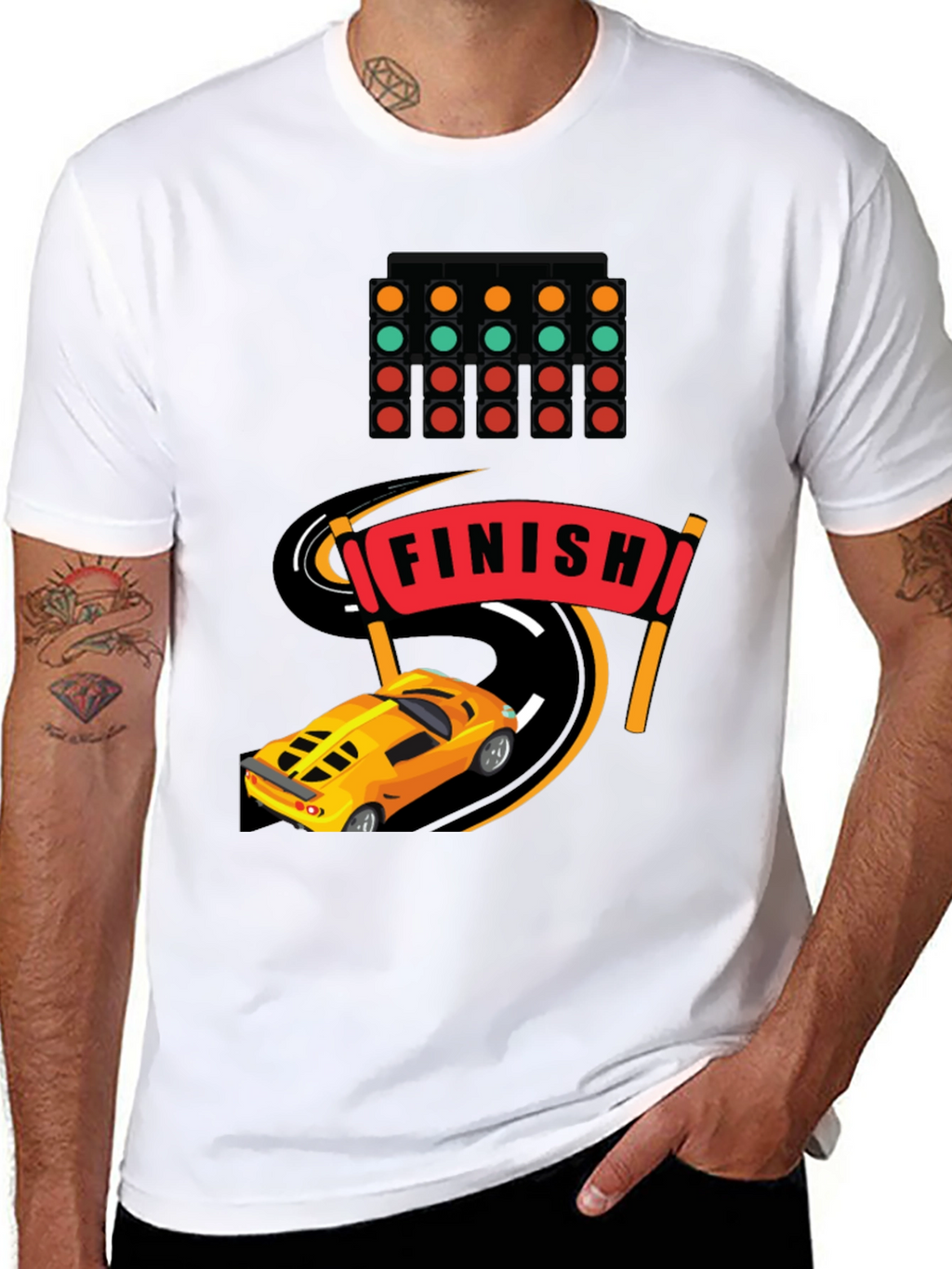 Race Car Finish Line Graphic T-Shirt