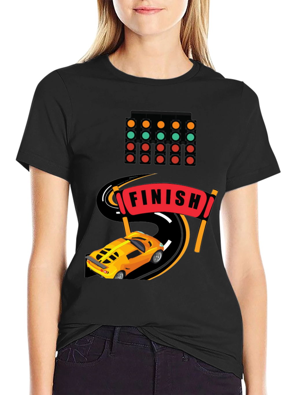 Race Car Finish Line Graphic T-Shirt