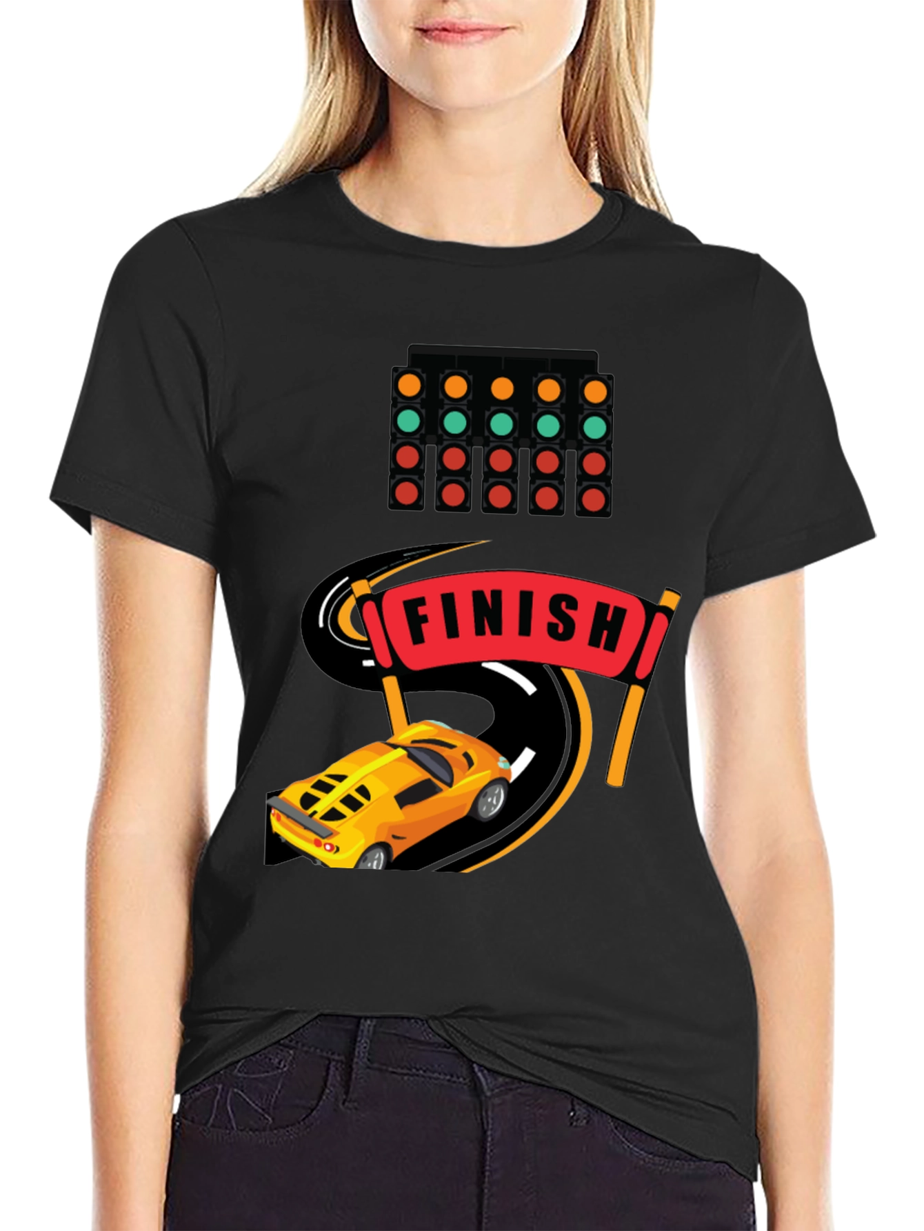 Race Car Finish Line Graphic T-Shirt