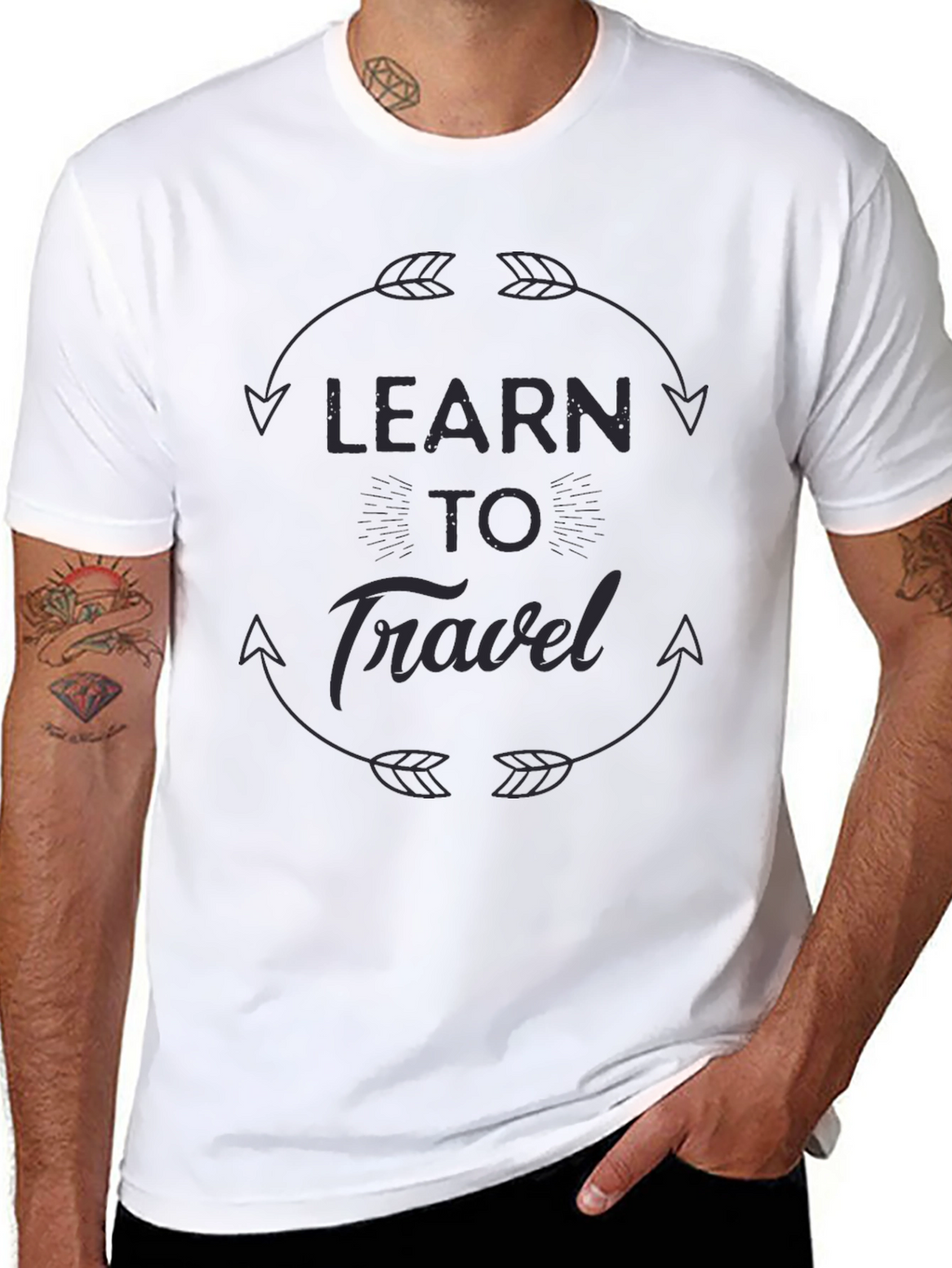 Learn To Travel Graphic Black T-Shirt