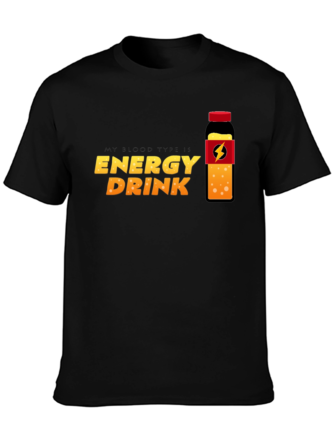 Energy Drink Blood Type T-Shirt - Black Crew Neck Tee