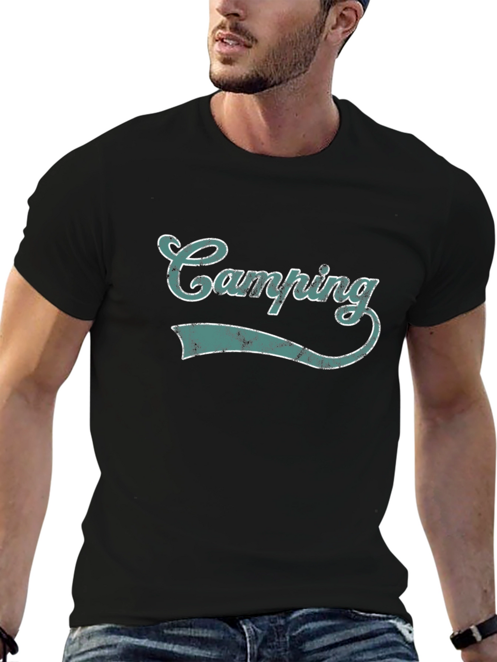 Camping Graphic Tee - Black Short Sleeve Shirt
