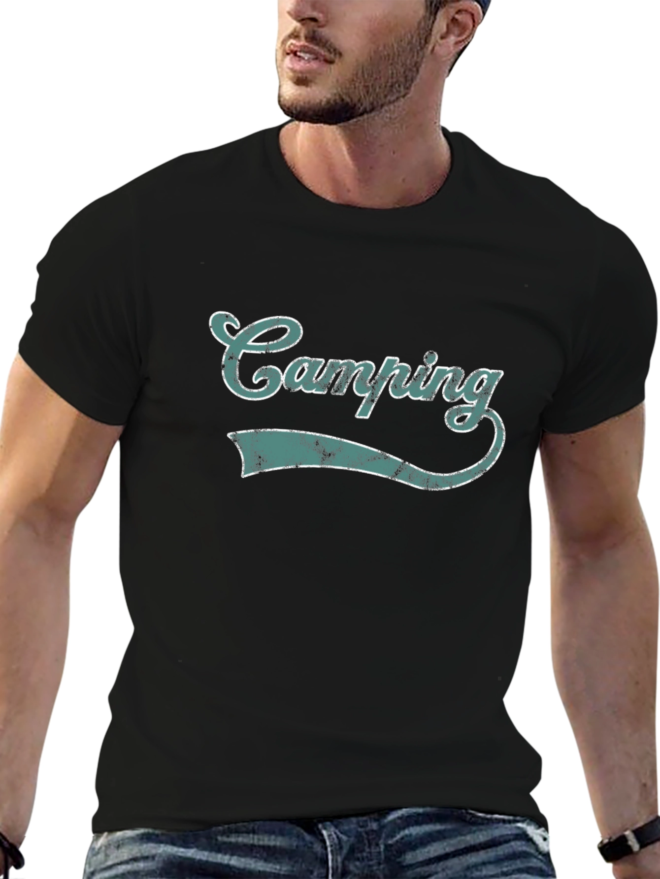 Camping Graphic Tee - Black Short Sleeve Shirt