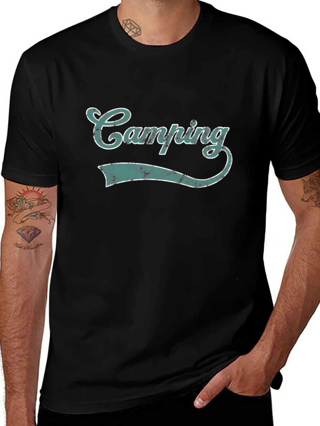 Camping Graphic Tee - Black Short Sleeve Shirt