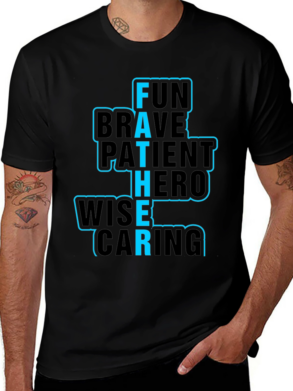 Fathers Day T-Shirt Fun Brave Hero Wise